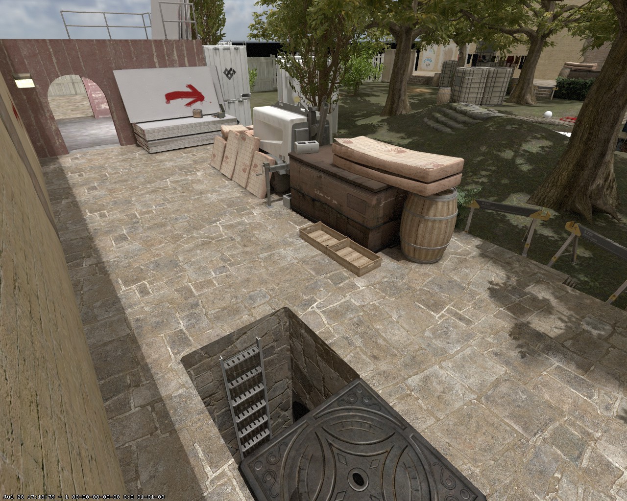 Side view of the spawn areas with access to the underground section